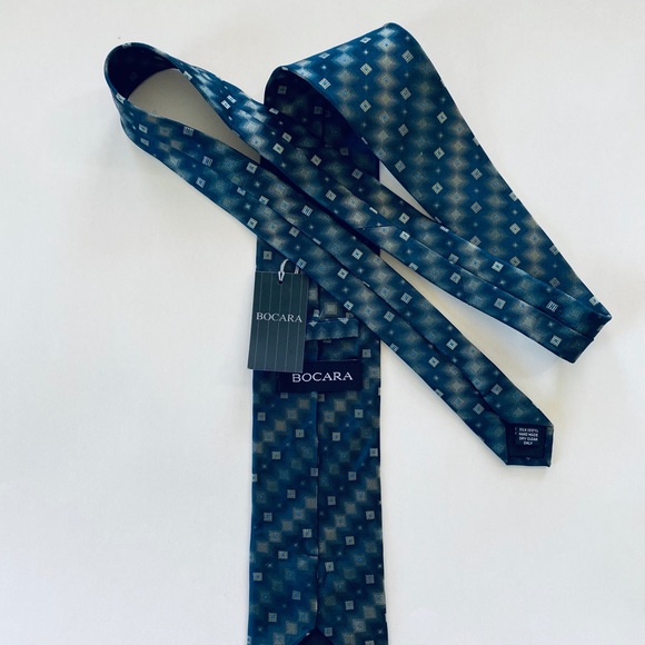 Bocara navy blue silk hand made New tie - Picture 6 of 8